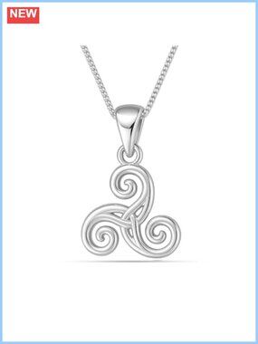 925 Sterling Silver Celtic Knot Pendant Necklace Curb Chain Lobster Clasp